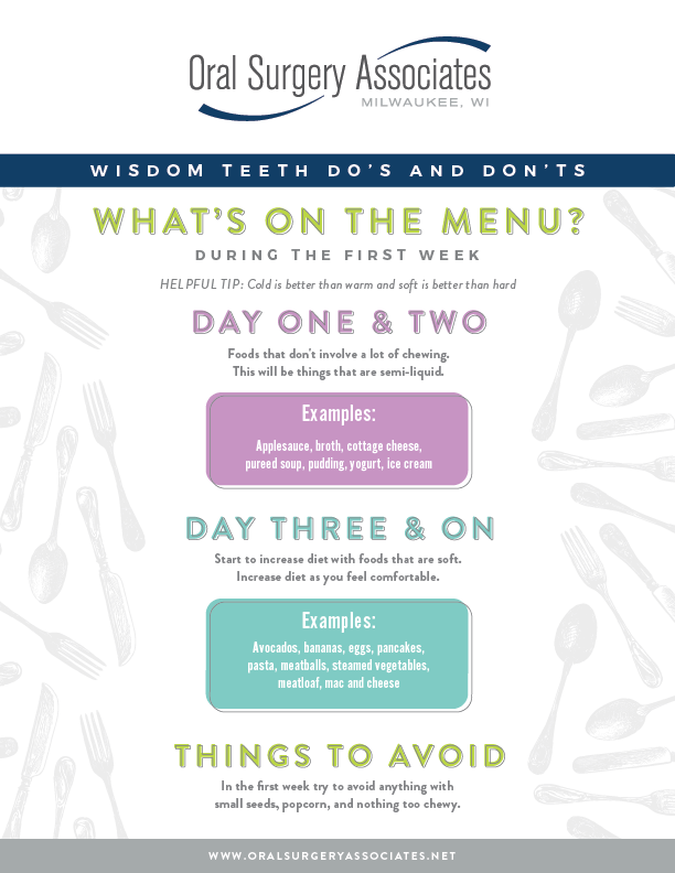 brochure explaining what food to avoid after wisdom teeth removal
